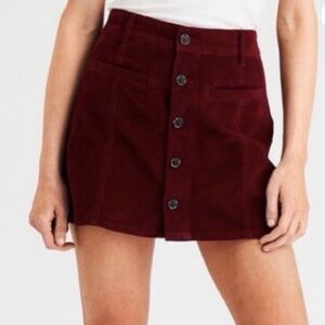 American Eagle Outfitters Burgundy Corduroy A-Line Skirt